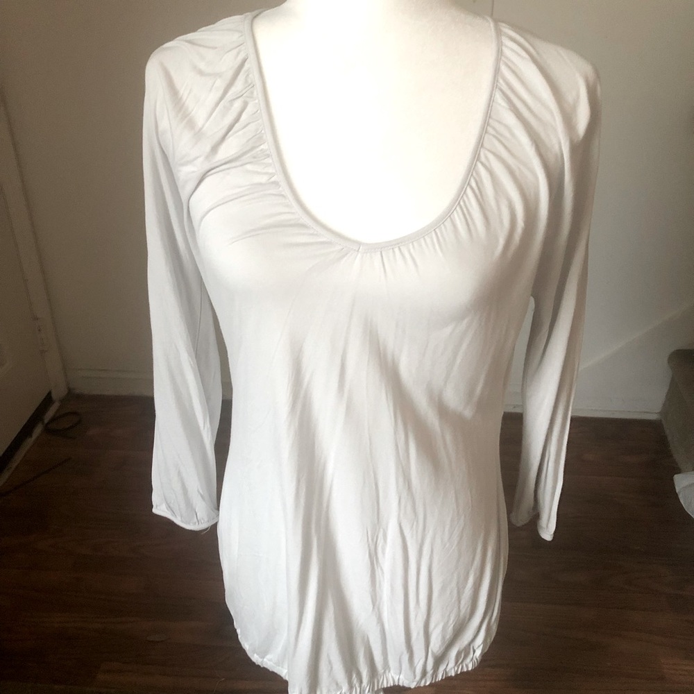 NWT Small Old Navy Light Gray 3/4 Sleeve Peasant Top